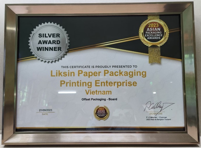 Giải Bạc cho sản phẩm bao bì hộp giấy